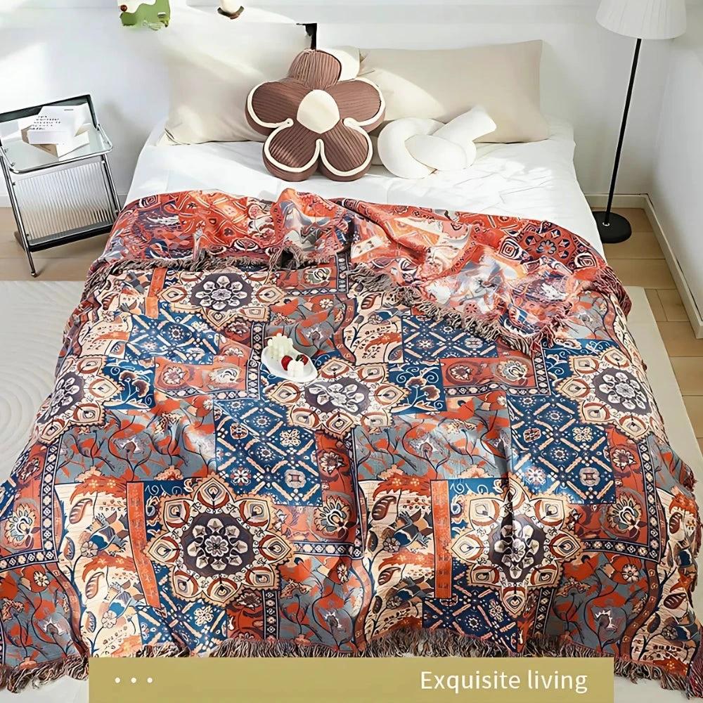 Solea Floral Jacquard Cotton Throw Blanket by Casa & Beyond
