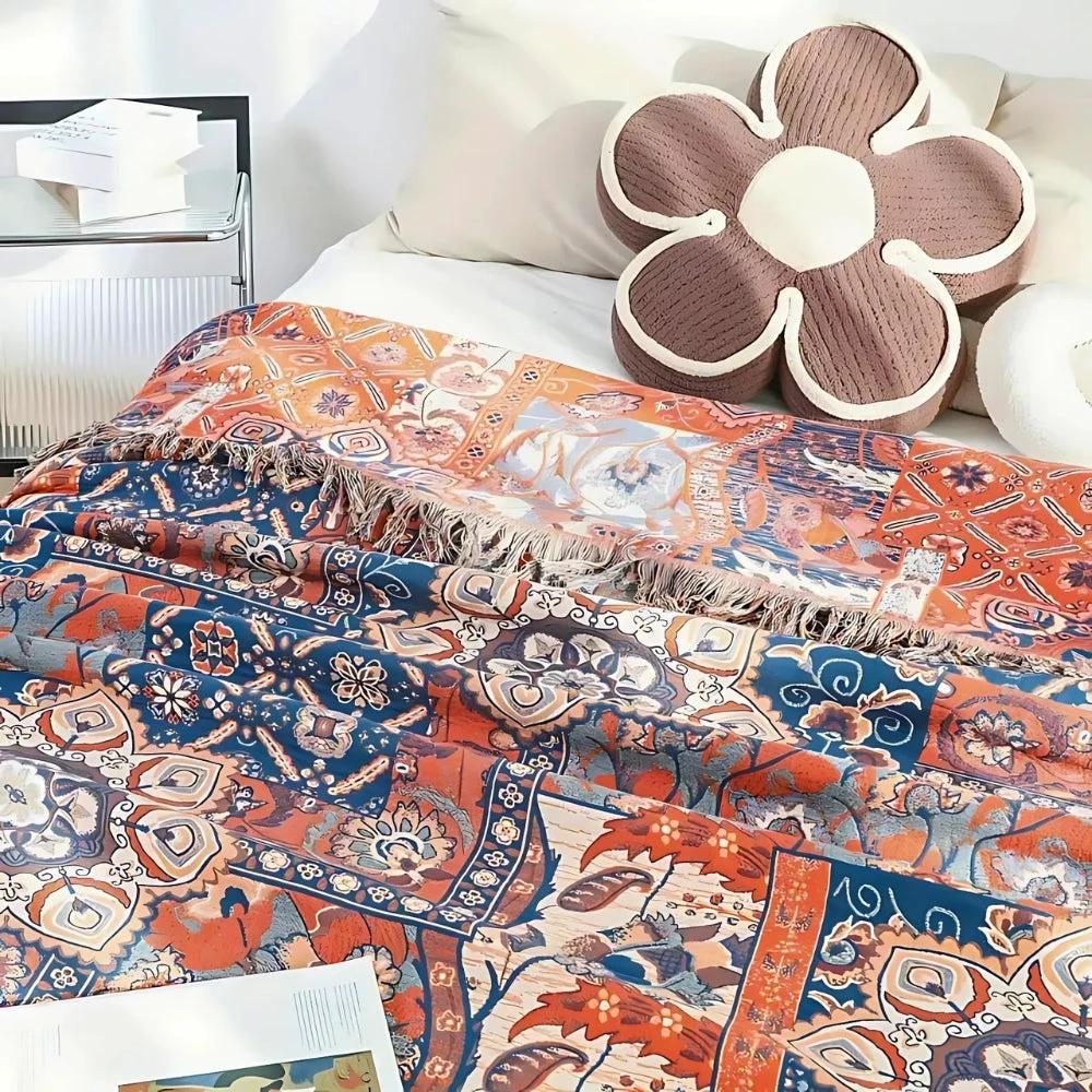 Solea Floral Jacquard Cotton Throw Blanket by Casa & Beyond