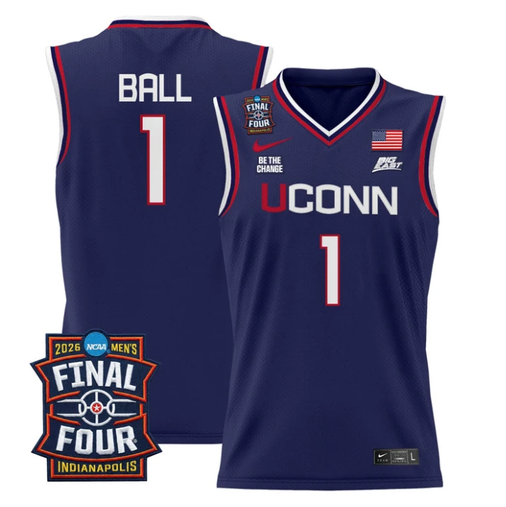 Solo Ball Jersey #1 UConn Huskies 2026 Final Four Patch Stitched by My store basketball