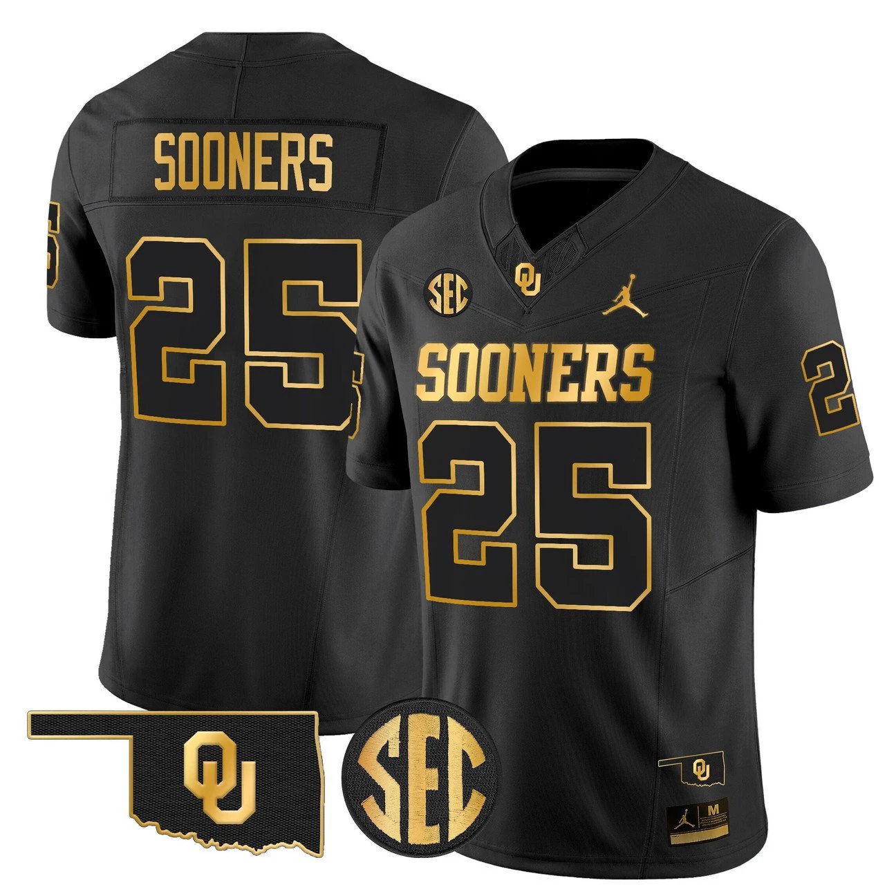Sooners Jersey #25 Oklahoma Sooners 2025 Gold Vapor Limited Stitched by My Store NCAA Football Jerseys