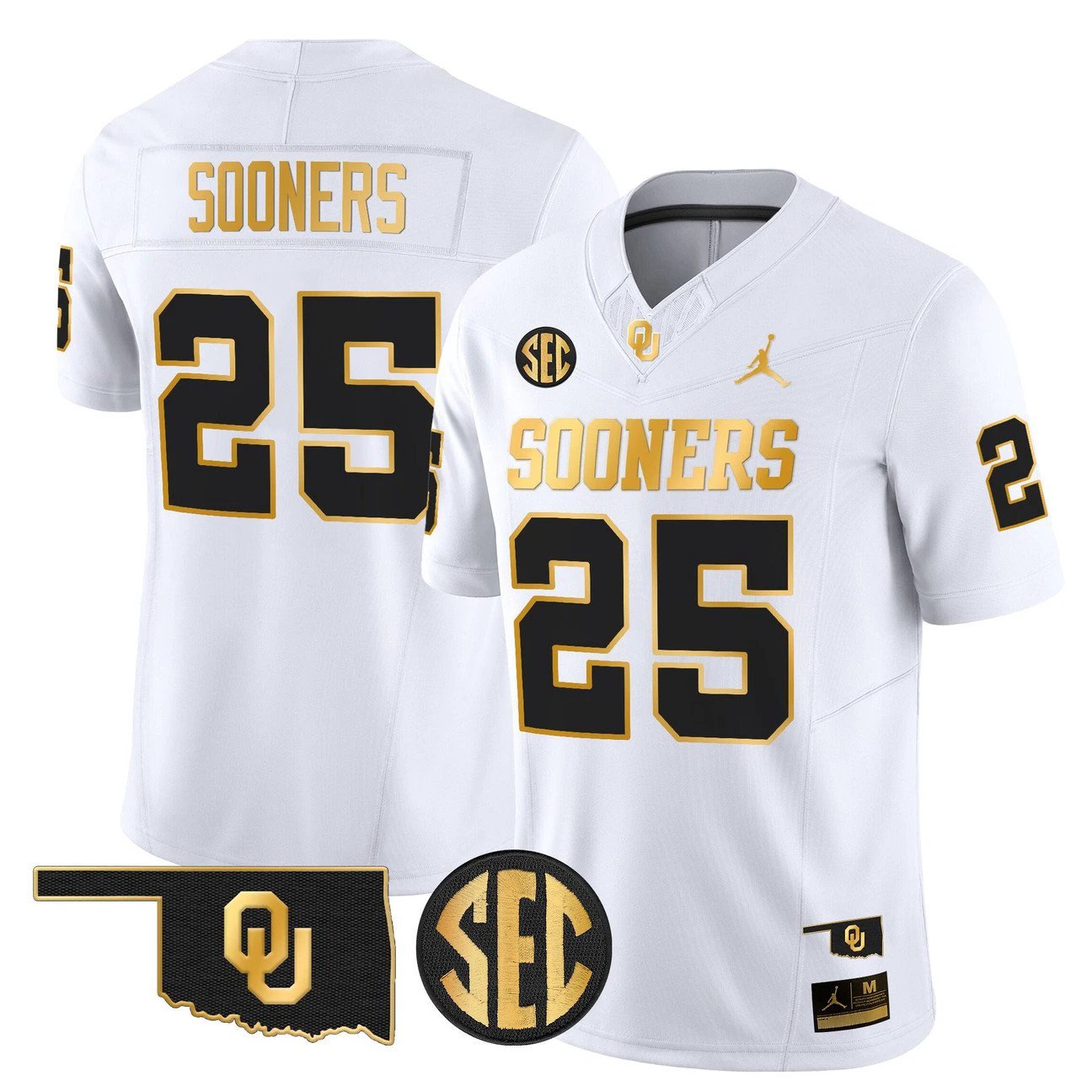 Sooners Jersey #25 Oklahoma Sooners 2025 Gold Vapor Limited Stitched by My Store NCAA Football Jerseys