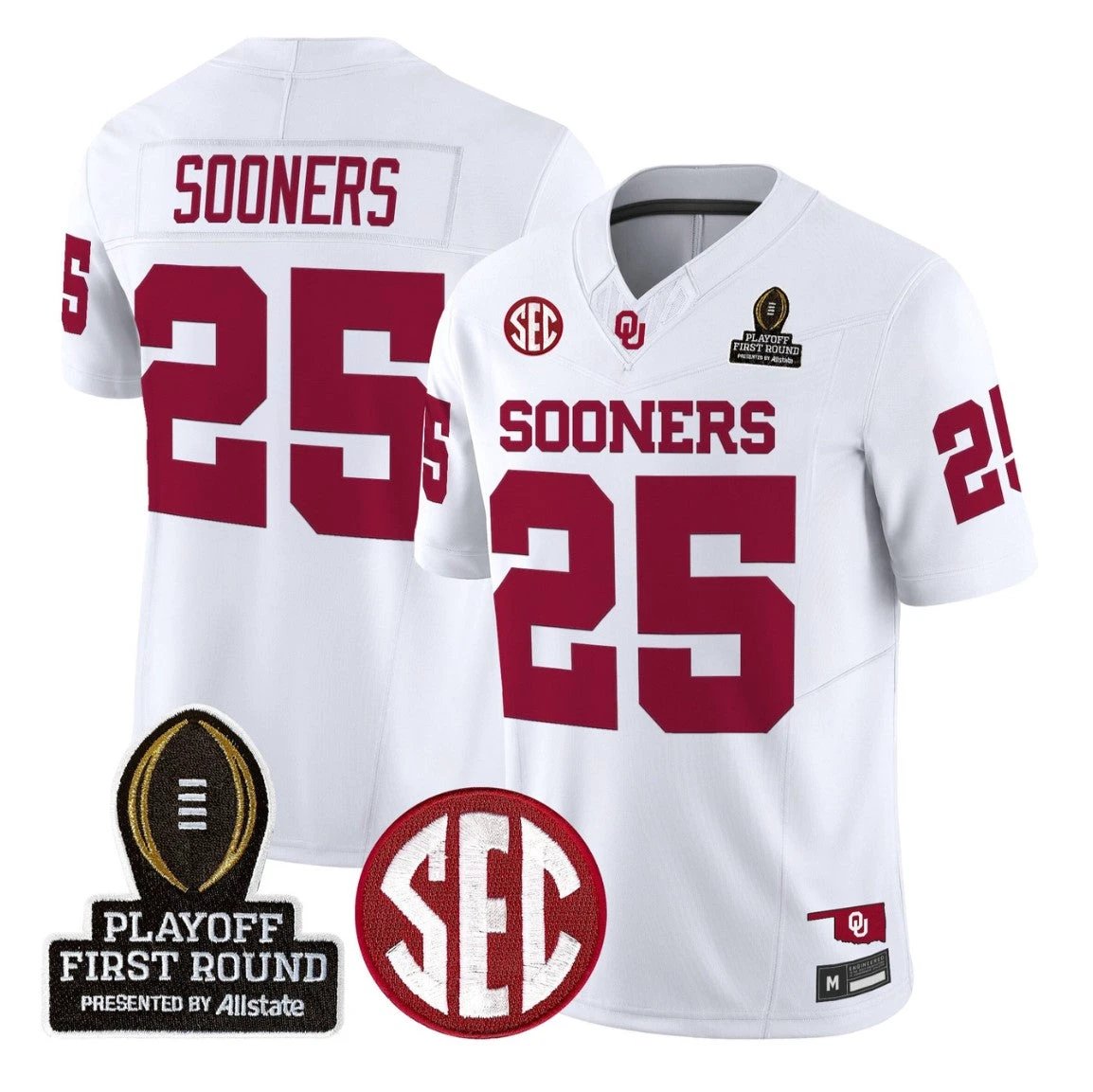Sooners Jersey #25 Oklahoma Sooners 2025 Playoff First Round Stitched by My Store NCAA Football Jerseys