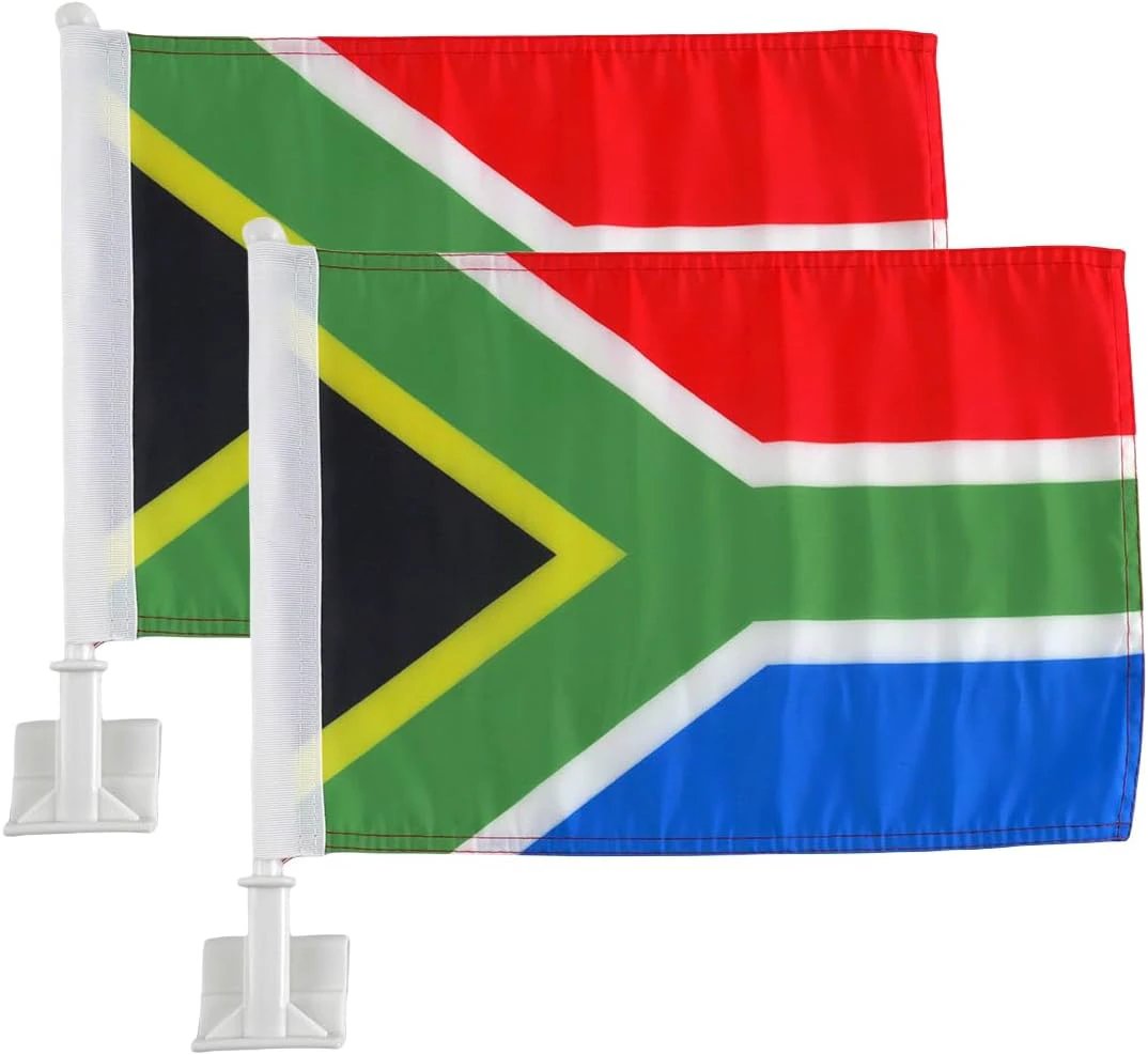 South Africa flag Car Window Flag of South Africa 11X18 Inch(28x46cm) 100% Polyester, Strong White Flagpole by flagsshop