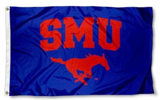 Southern Methodist Mustangs Blue Flag 3X5ft Banner Polyester with 2 Brass Grommets by flagsjustdoit