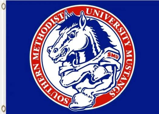 Southern Methodist Mustangs Club Flag 3X5ft Banner Polyester with 2 Brass Grommets by flagsjustdoit
