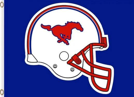 Southern Methodist Mustangs Helmet Flag 3X5ft Banner Polyester with 2 Brass Grommets by flagsjustdoit