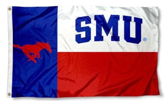 Southern Methodist Mustangs USA Flag 3X5 Banner Polyester with 2 Brass Grommets by flagsjustdoit