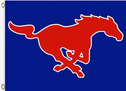 Southern Methodist Mustangs USA Flag 3X5ft Banner Polyester with 2 Brass Grommets by flagsjustdoit