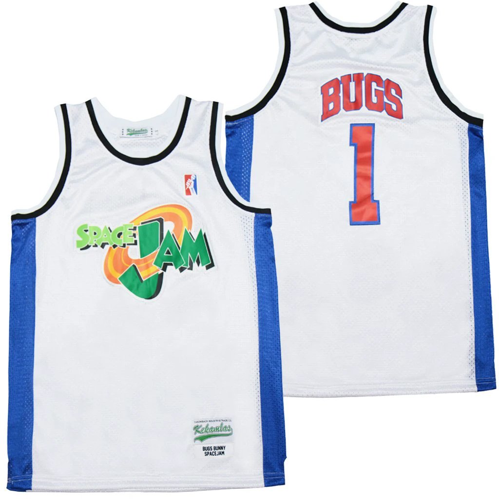 Space Jam #1 Bugs Bunny Movie Basketball Jersey White by My store basketball