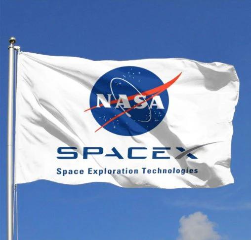 SpaceX Flag White 3x5Ft Banner by flagsjustdoit