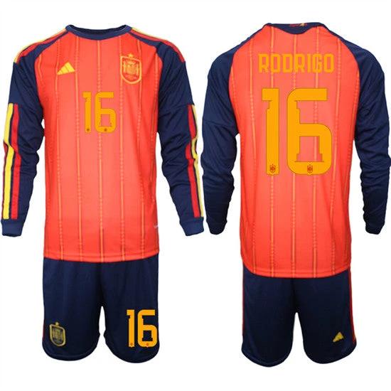 Spain #16 RODRIGO Jersey National Team x World Cup 2026 Long Sleeve Home Red On Field Soccer by Soccer Jersey
