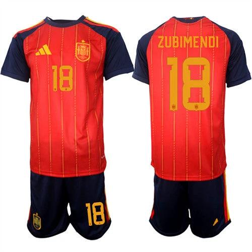 Spain #18 ZUBIMENDI Jersey National Team x World Cup 2026 Home Red On Field Soccer by Soccer Jersey