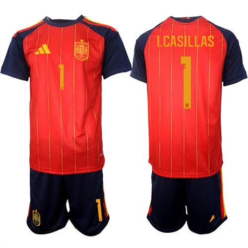 Spain #1 I.CASILLAS Jersey National Team x World Cup 2026 Home Red On Field Soccer by Soccer Jersey