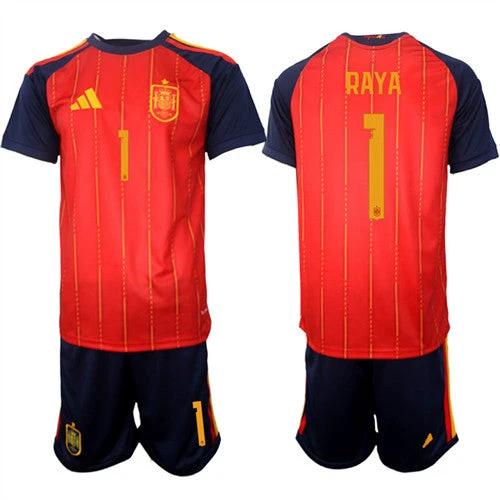 Spain #1 RAYA Jersey National Team x World Cup 2026 Home Red On Field Soccer by Soccer Jersey