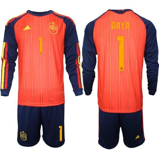 Spain #1 RAYA Jersey National Team x World Cup 2026 Long Sleeve Home Red On Field Soccer by Soccer Jersey