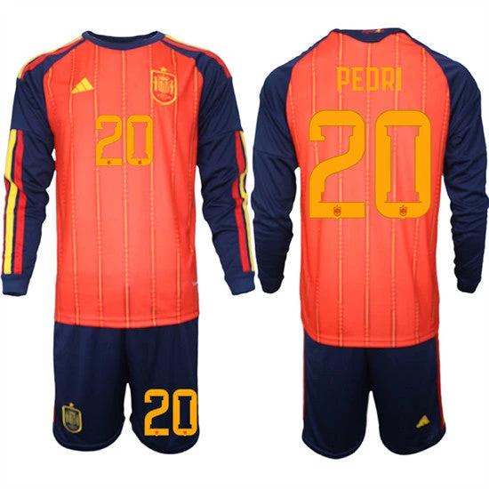 Spain #20 PEDRI Jersey National Team x World Cup 2026 Long Sleeve Home Red On Field Soccer by Soccer Jersey