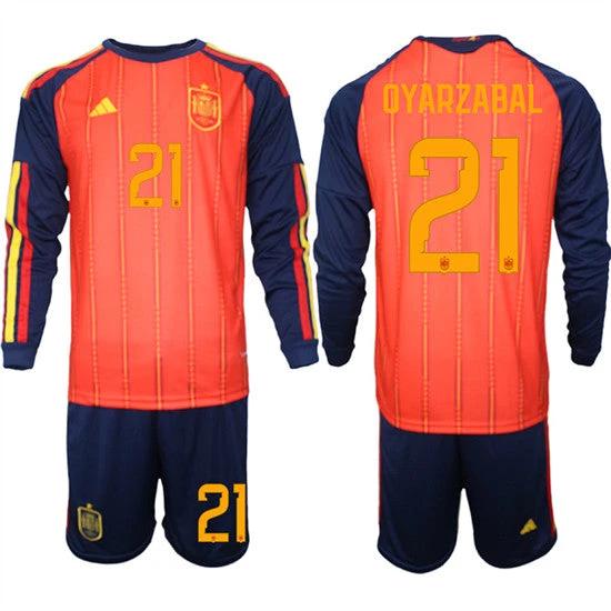 Spain #21 OYARZABAL Jersey National Team x World Cup 2026 Long Sleeve Home Red On Field Soccer by Soccer Jersey