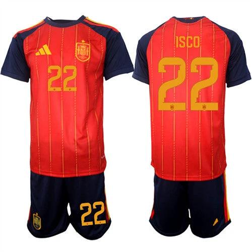 Spain #22 ISCO Jersey National Team x World Cup 2026 Home Red On Field Soccer by Soccer Jersey