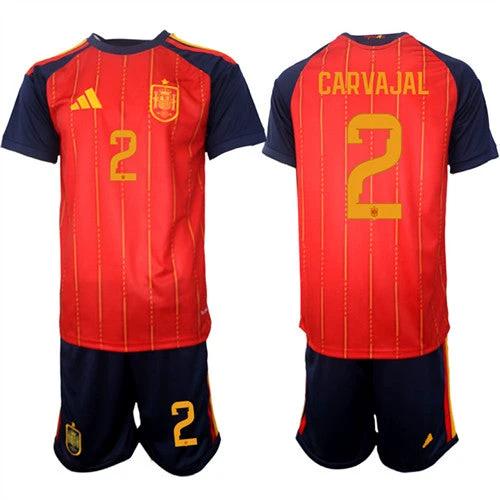 Spain #2 CARVAJAL Jersey National Team x World Cup 2026 Home Red On Field Soccer by Soccer Jersey