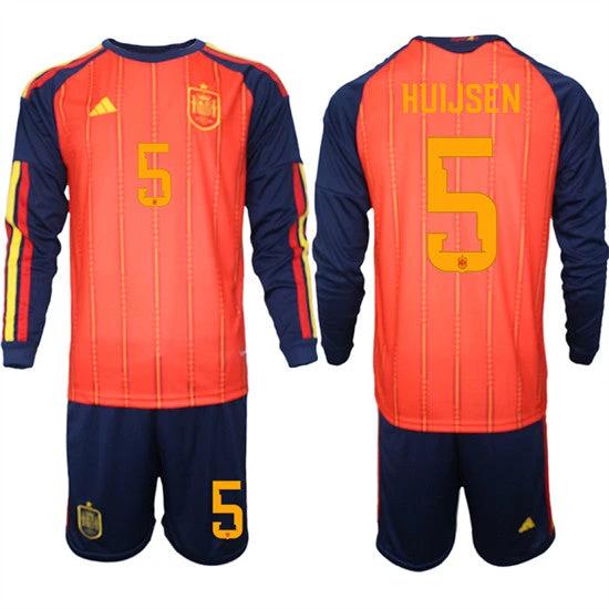 Spain #5 HUIJSEN Jersey National Team x World Cup 2026 Long Sleeve Home Red On Field Soccer by Soccer Jersey