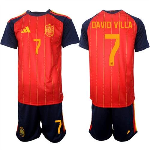 Spain #7 DAVID VILLA Jersey National Team x World Cup 2026 Home Red On Field Soccer by Soccer Jersey