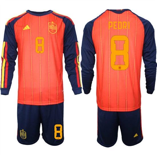 Spain #8 PEDRD Jersey National Team x World Cup 2026 Long Sleeve Home Red On Field Soccer by Soccer Jersey