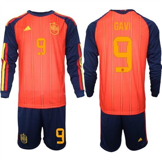 Spain #9 GAVI Jersey National Team x World Cup 2026 Long Sleeve Home Red On Field Soccer by Soccer Jersey