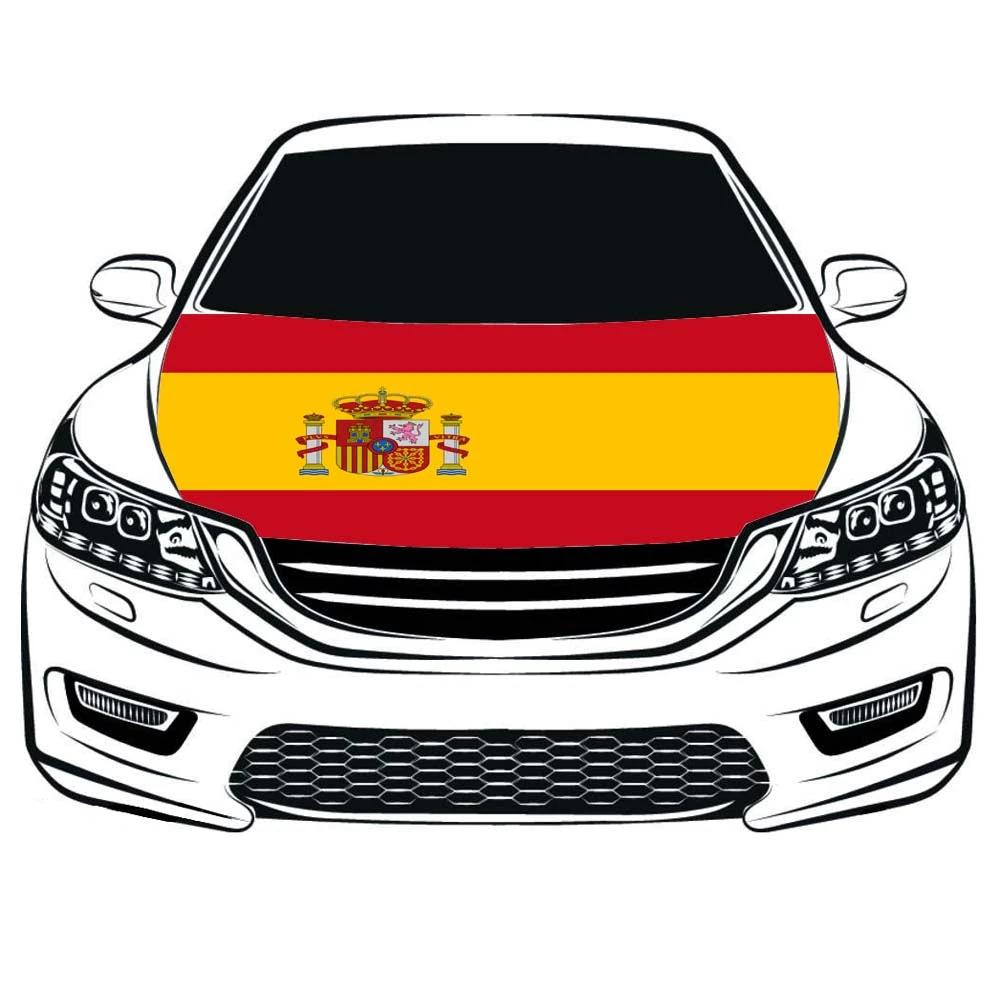 Spain Car Hood Cover Flag ,Engine Banner,Spanish Flag,3.3X5ft/6X7FT 100% Polyester Elastic Fabrics Can be Washed Suitable for large SUV and Pickup Trucks by flagsshop
