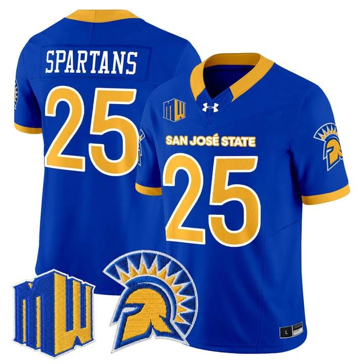 Spartans Jersey #25 San José State Spartans 2025 Limited Stitched by My Store NCAA Football Jerseys