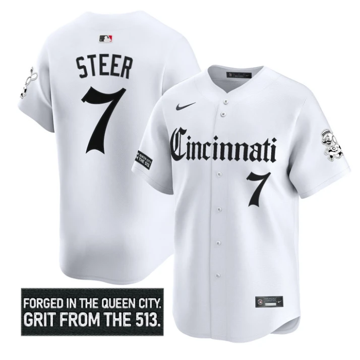 Spencer Steer Jersey #7 Cincinnati Reds Gothic Queen City Edition Stitched by My Store