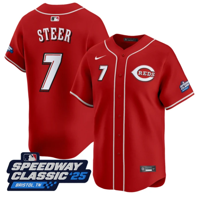 Spencer Steer Jersey #7 Cincinnati Reds Speedway Classic Limited Stitched Red by My Store