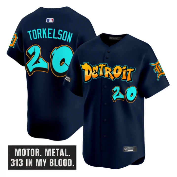 Spencer Torkelson Jersey #20 Detroit Tigers Graffiti Motor City Edition Navy by My Store