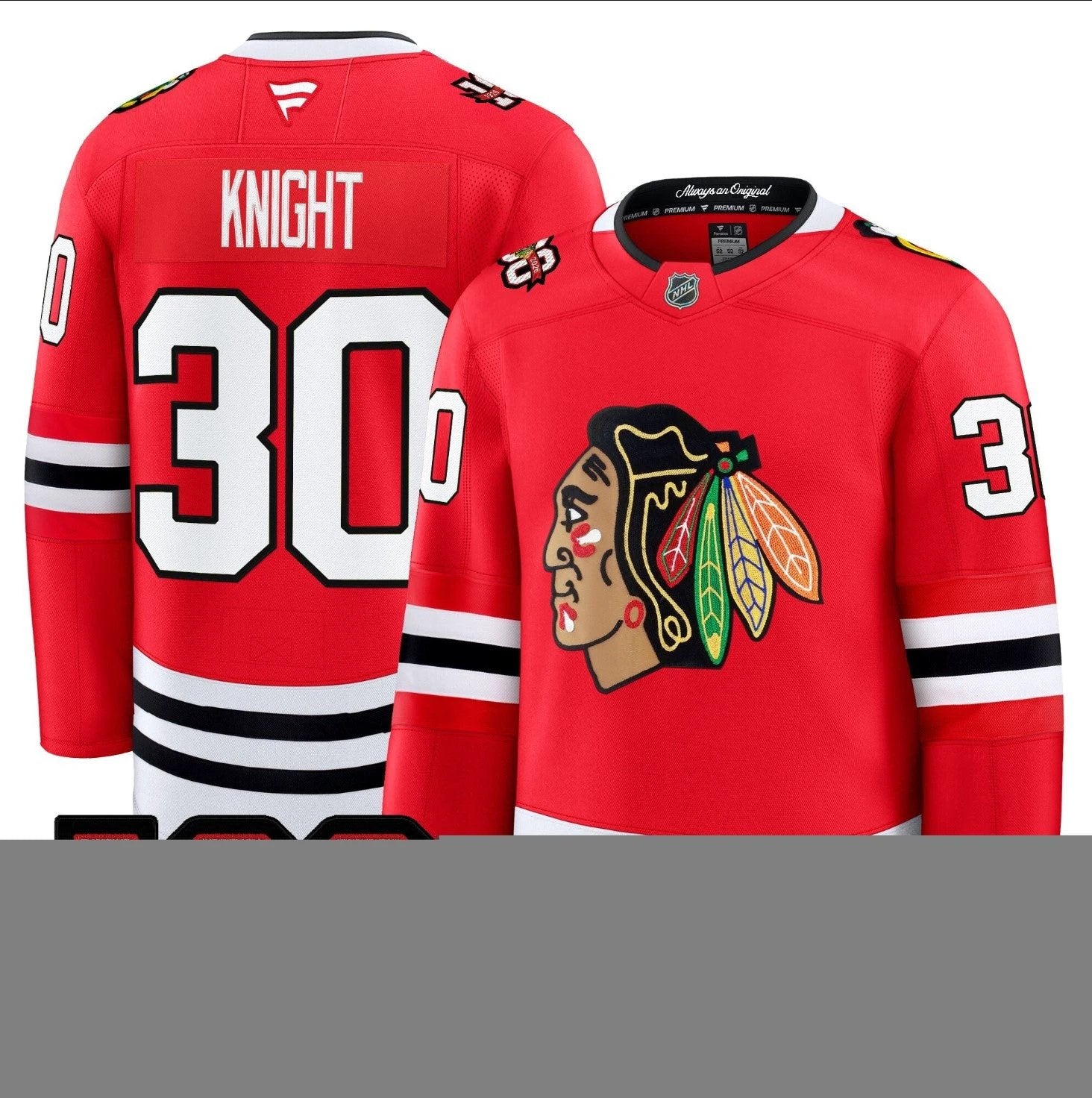 Spencer Knight Jersey #30 Chicago Blackhawks 2025-26 Premium 100th Stitched by Hockey David