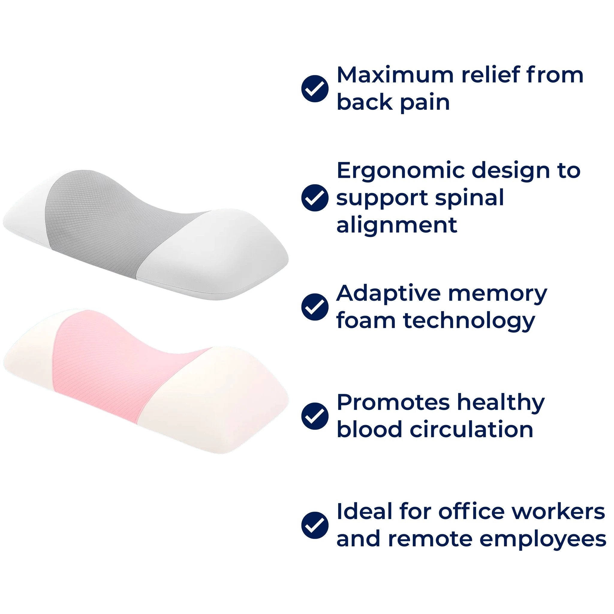 SpineEase | Lumbar Support Memory Foam Pillow – Back Pain Relief – Breathable Cover – Ergonomic Sleep Aid Bowlift by Bowlift