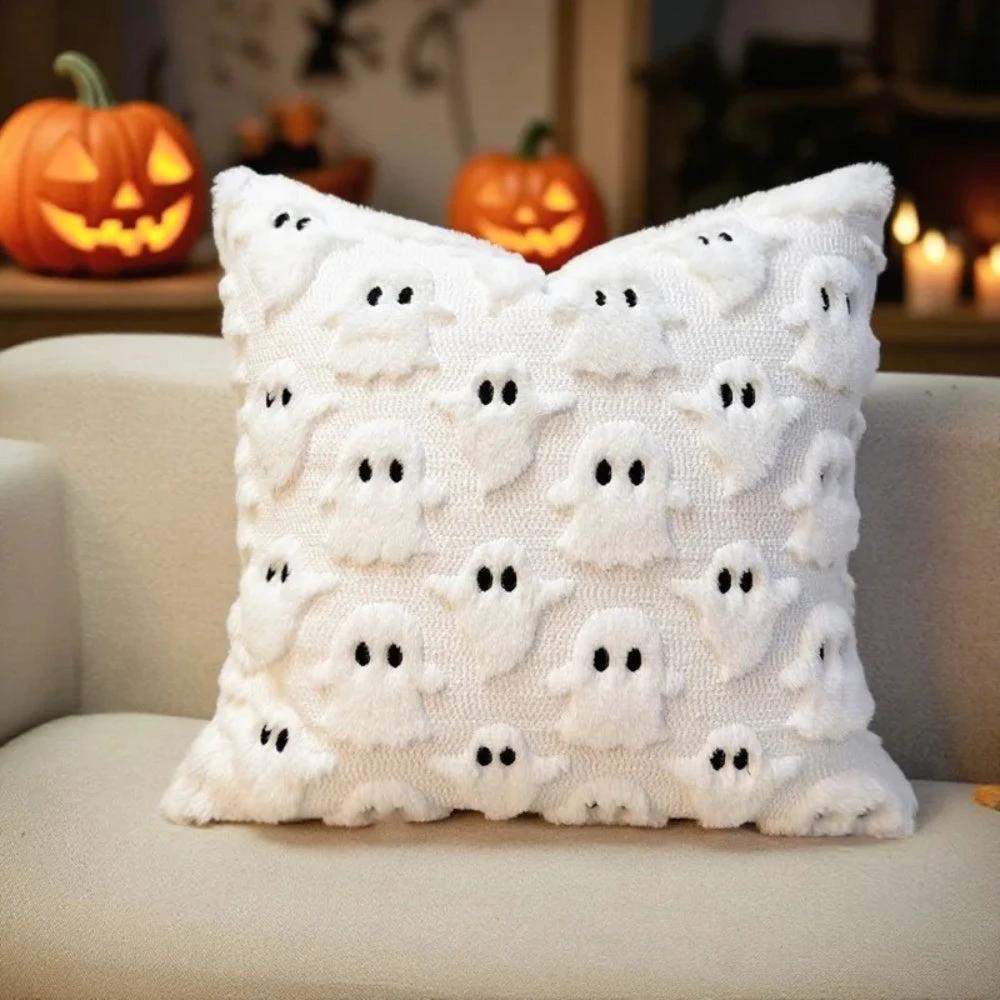 Spooky Ghost Plush Halloween Cushion Cover by Casa & Beyond