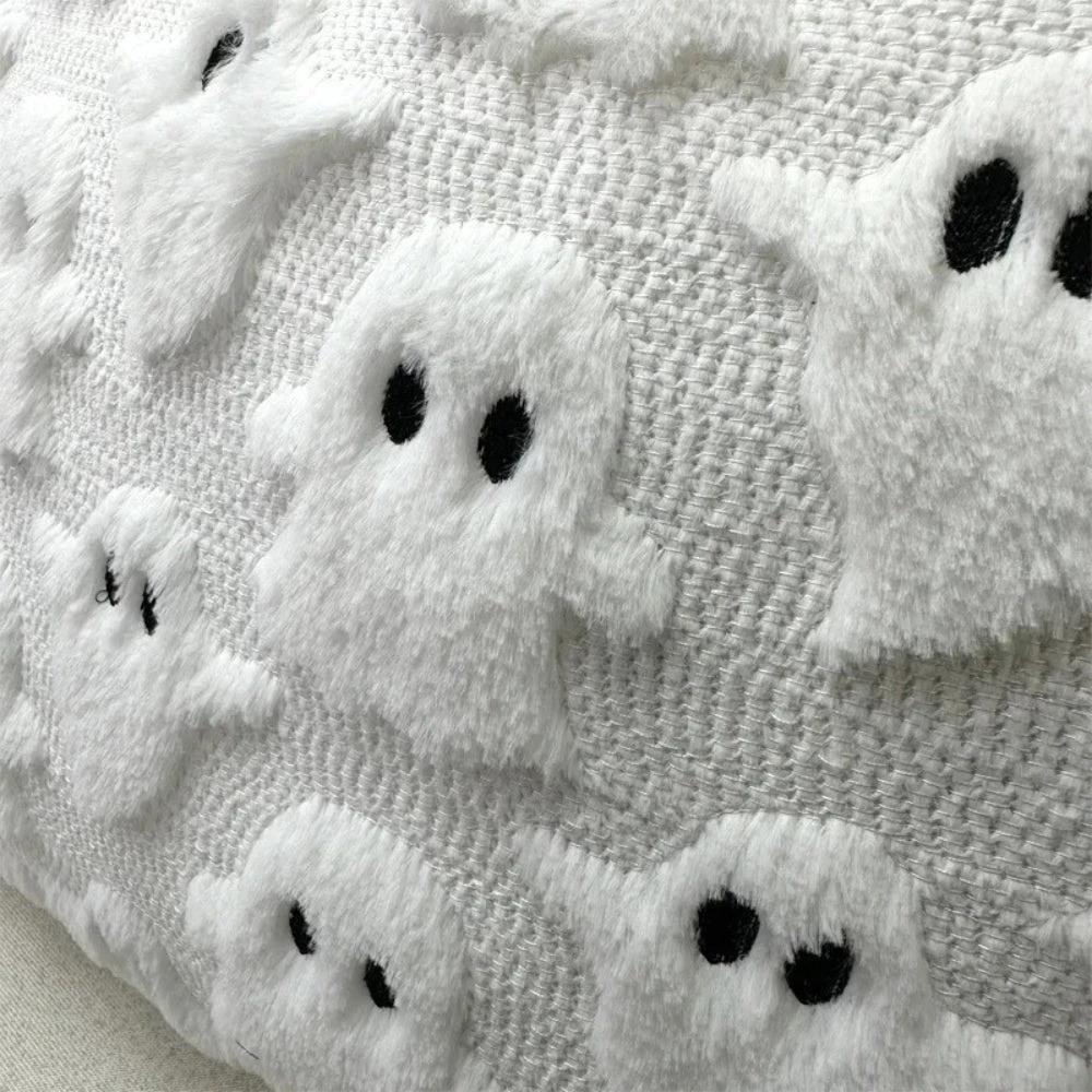 Spooky Ghost Plush Halloween Cushion Cover by Casa & Beyond