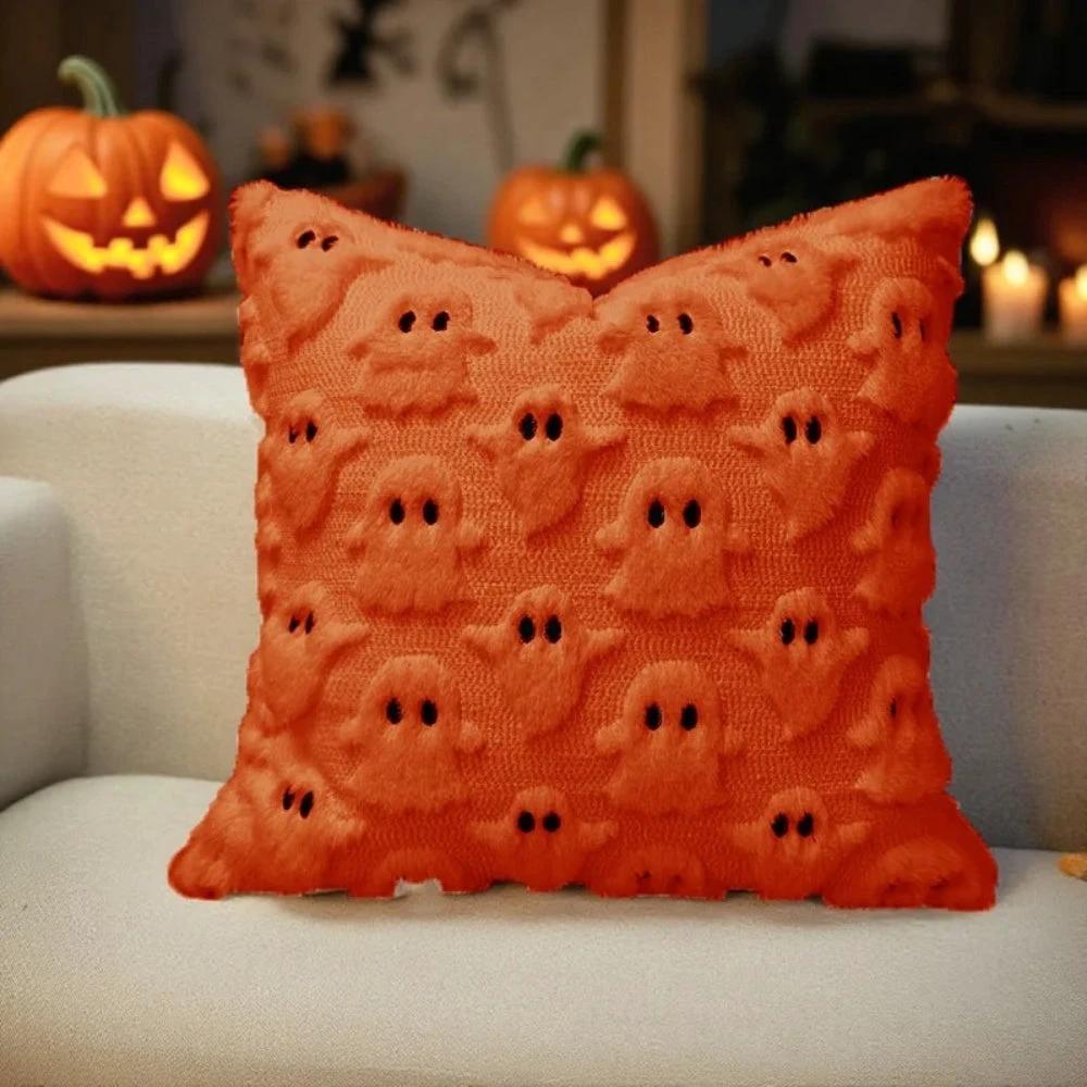 Spooky Ghost Plush Halloween Cushion Cover by Casa & Beyond