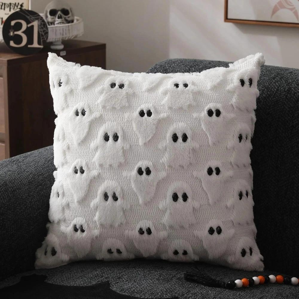 Spooky Ghost Plush Halloween Cushion Cover by Casa & Beyond