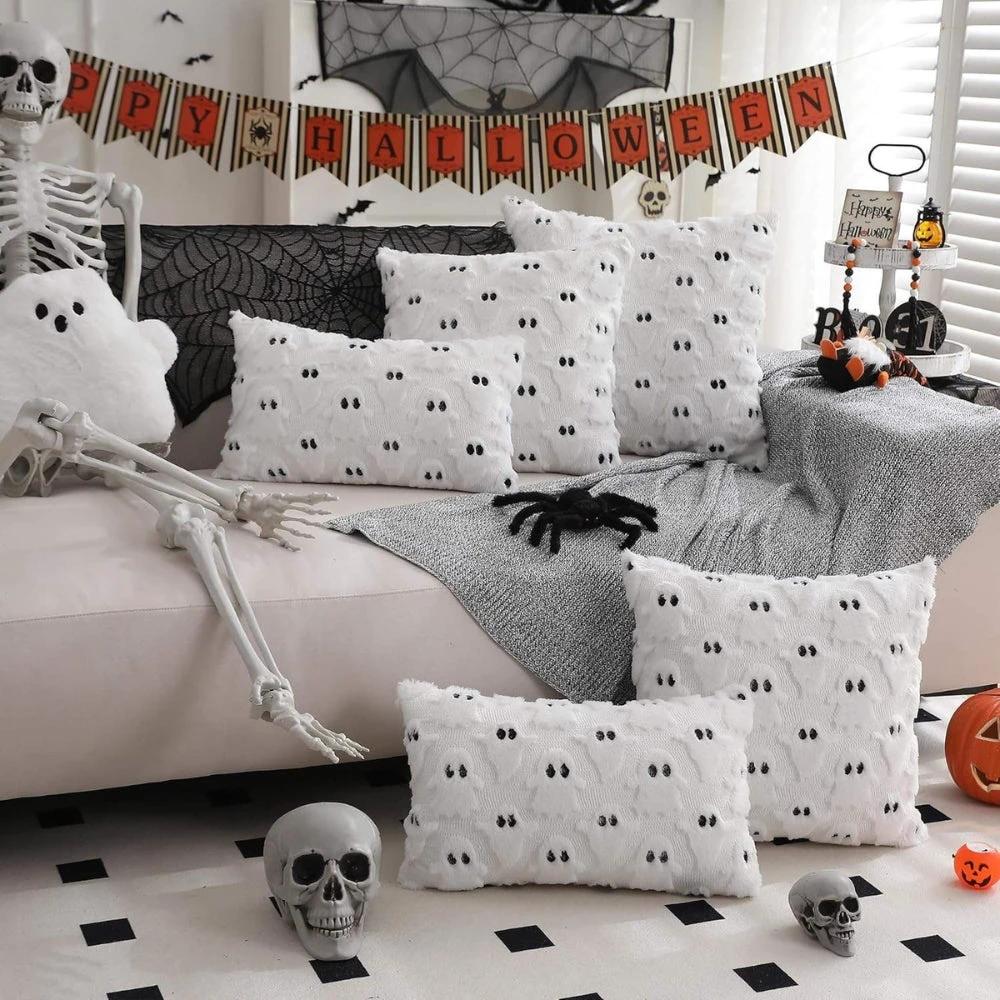 Spooky Ghost Plush Halloween Cushion Cover by Casa & Beyond