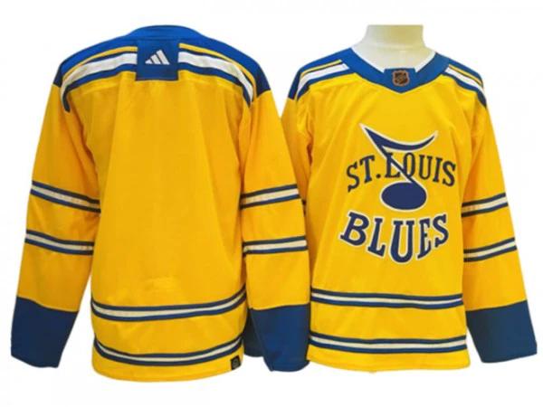 St. Louis Blues Blank Yellow 2022&23 Reverse Retro Jersey by Hockey David