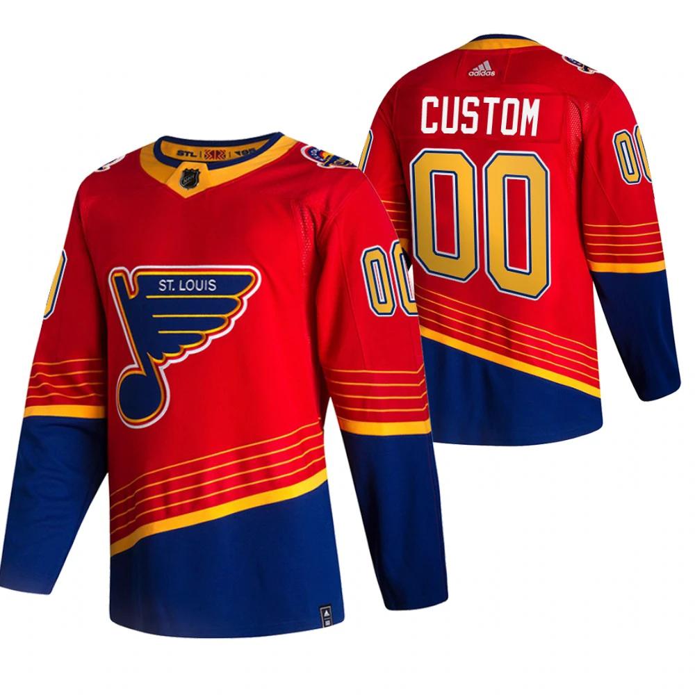 St. Louis Blues Custom Red 2020-21 Reverse Retro Alternate NHL Jersey by Hockey David