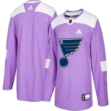St. Louis Blues Purple Pink Custom Hockey Fights Cancer Practice Jersey by Hockey David