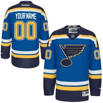 St. Louis Blues Reebok Navy Blue Premier Home Custom Jersey by Hockey David