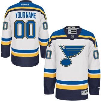 St. Louis Blues Reebok White Premier Away Custom Jersey by Hockey David
