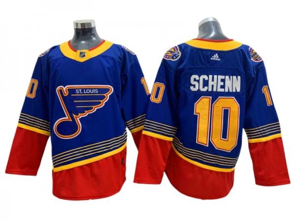 St. Louis Blues #10 Brayden Schenn Blue-Red Vintage Jersey by Hockey David