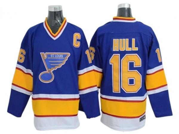 St. Louis Blues #16 Brett Hull Vintage CCM Jersey - Blue by Hockey David