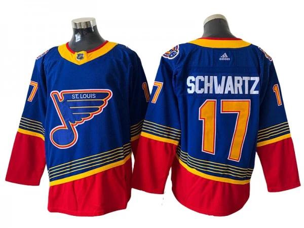 St. Louis Blues #17 Jaden Schwartz Blue-Red Vintage Jersey by Hockey David
