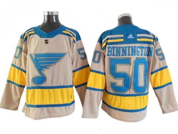 St. Louis Blues #50 Jordan Binnington Cream 2022 Winter Classic Jersey by Hockey David