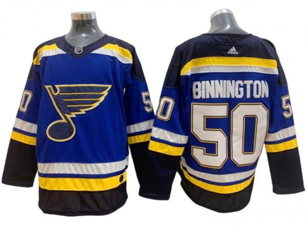 St. Louis Blues #50 Jordan Binnington Navy Home Jersey by Hockey David