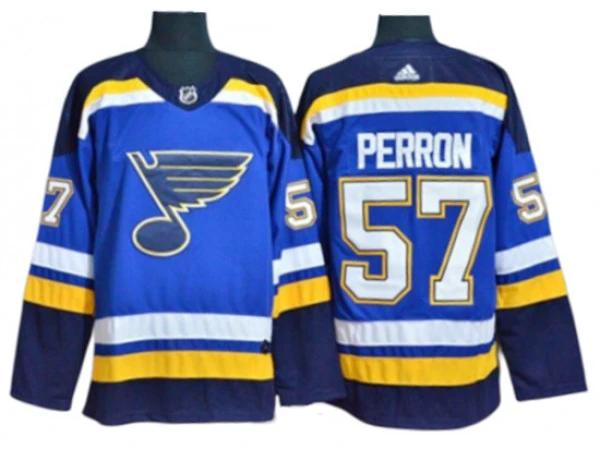 St. Louis Blues #57 David Perron Blue Home Jersey by Hockey David